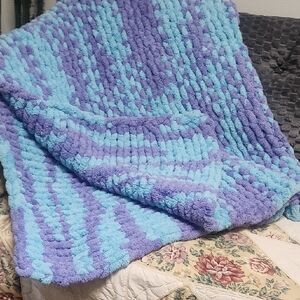 Purple and Blue Textured Blanket Twin Size Throw